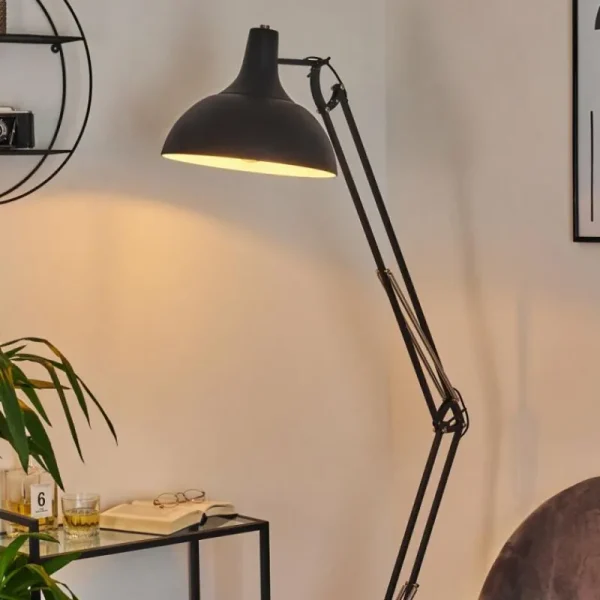 hofstein Lampadaire Hallsta Chrome, Noir, 1 lumière* Lampes Modernes