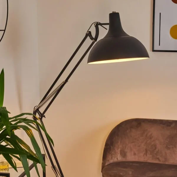 hofstein Lampadaire Hallsta Chrome, Noir, 1 lumière* Lampes Modernes
