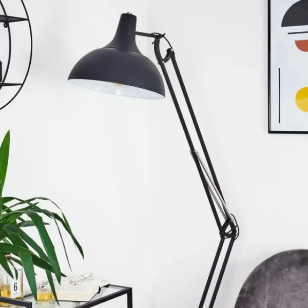 hofstein Lampadaire Hallsta Chrome, Noir, 1 lumière* Lampes Modernes