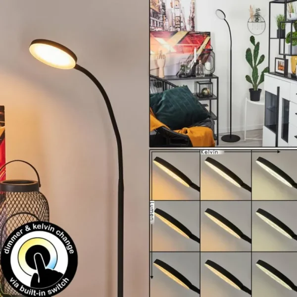hofstein Lampadaire Haltia LED Noir, 1 lumière* Lampes Modernes