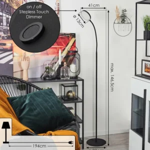 hofstein Lampadaire Haltia LED Noir, 1 lumière* Lampes Modernes