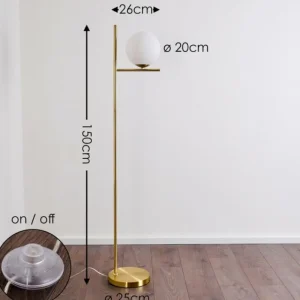 hofstein Lampadaire Hogatza Laiton, 1 lumière* Lampes En Verre