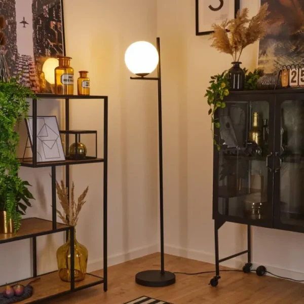 hofstein Lampadaire Hogatza Noir, 1 lumière* Lampes En Verre