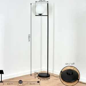hofstein Lampadaire Hogatza Noir, 1 lumière* Lampes En Verre