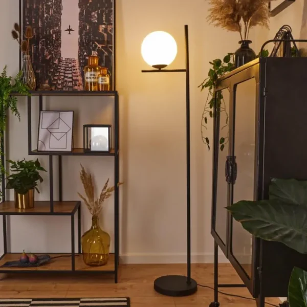 hofstein Lampadaire Hogatza Noir, 1 lumière* Lampes En Verre