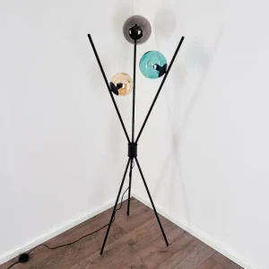 hofstein Lampadaire Iroquois Multicolore, Noir, 3 lumières* Lampes En Verre