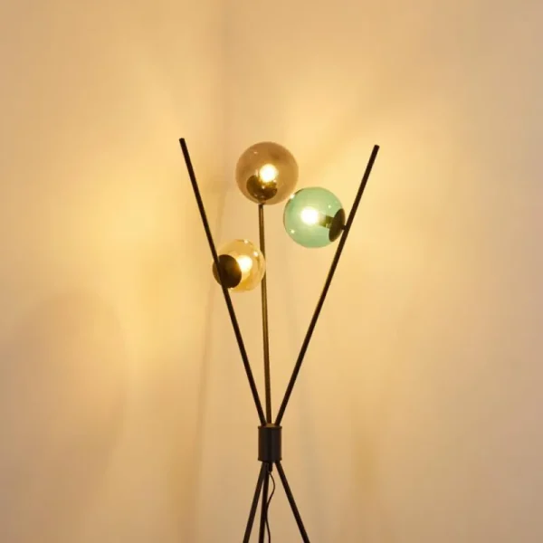 hofstein Lampadaire Iroquois Multicolore, Noir, 3 lumières* Lampes En Verre