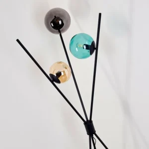 hofstein Lampadaire Iroquois Multicolore, Noir, 3 lumières* Lampes En Verre