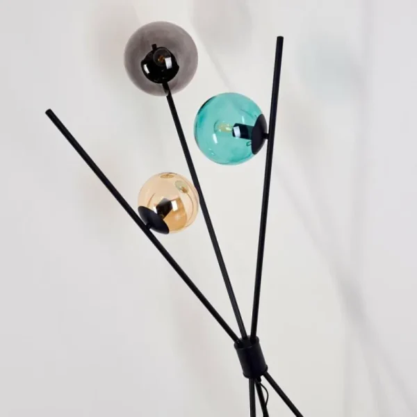 hofstein Lampadaire Iroquois Multicolore, Noir, 3 lumières* Lampes En Verre