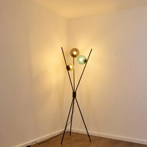 hofstein Lampadaire Iroquois Multicolore, Noir, 3 lumières* Lampes En Verre