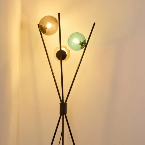 hofstein Lampadaire Iroquois Multicolore, Noir, 3 lumières* Lampes En Verre