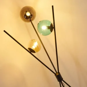 hofstein Lampadaire Iroquois Multicolore, Noir, 3 lumières* Lampes En Verre