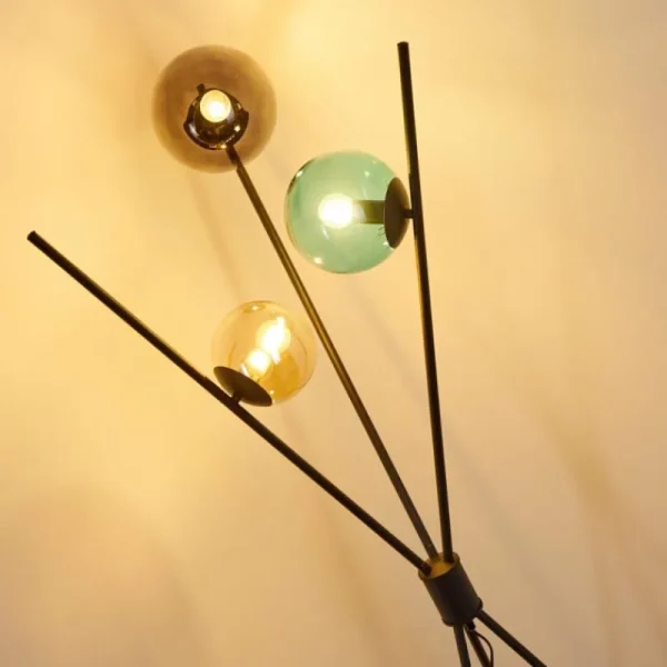 hofstein Lampadaire Iroquois Multicolore, Noir, 3 lumières* Lampes En Verre