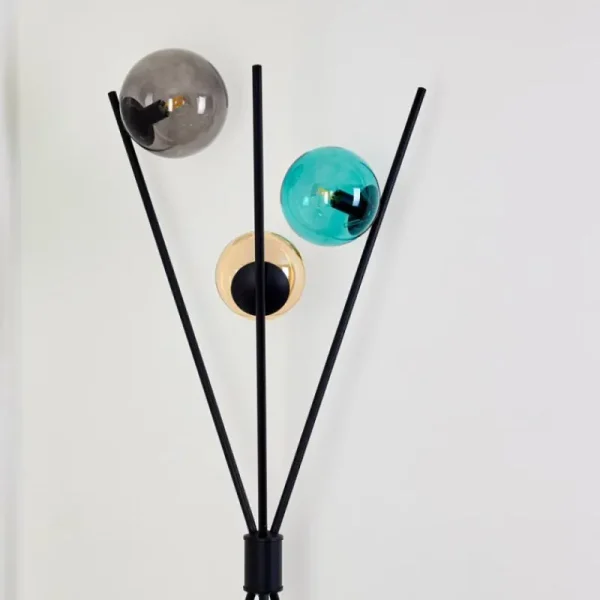 hofstein Lampadaire Iroquois Multicolore, Noir, 3 lumières* Lampes En Verre
