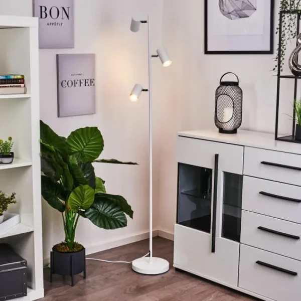 hofstein Lampadaire Javel Chrome, Blanc, 3 lumières* Lampes Modernes
