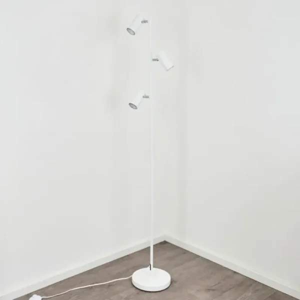 hofstein Lampadaire Javel Chrome, Blanc, 3 lumières* Lampes Modernes