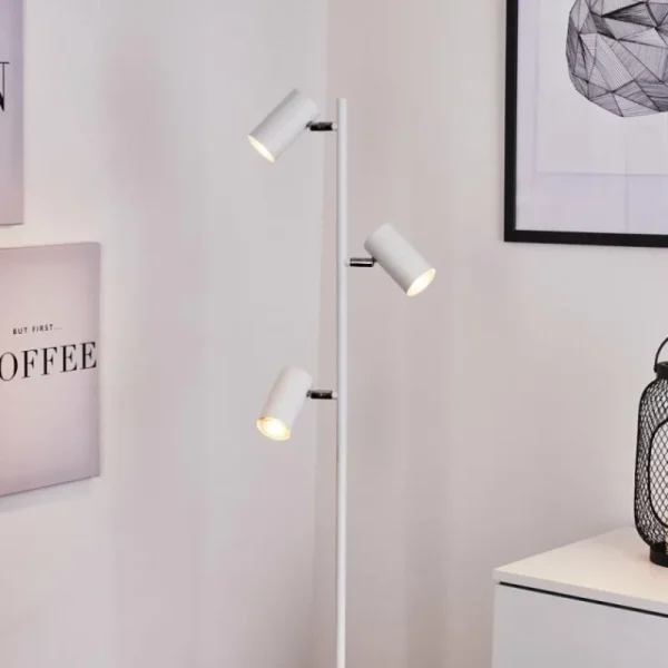 hofstein Lampadaire Javel Chrome, Blanc, 3 lumières* Lampes Modernes