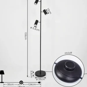hofstein Lampadaire Javel Chrome, Noir, 3 lumières* Lampes Modernes