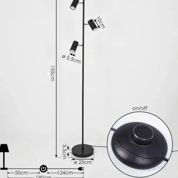 hofstein Lampadaire Javel Chrome, Noir, 3 lumières* Lampes Modernes