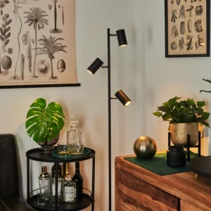 hofstein Lampadaire Javel Chrome, Noir, 3 lumières* Lampes Modernes