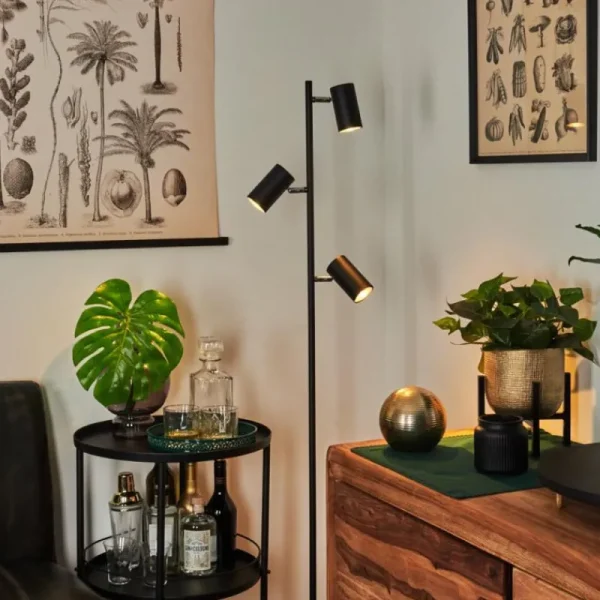hofstein Lampadaire Javel Chrome, Noir, 3 lumières* Lampes Modernes