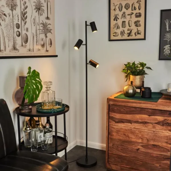 hofstein Lampadaire Javel Chrome, Noir, 3 lumières* Lampes Modernes