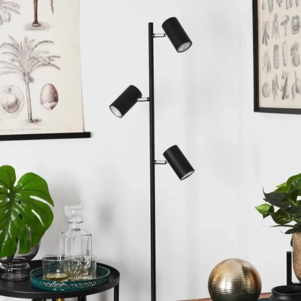 hofstein Lampadaire Javel Chrome, Noir, 3 lumières* Lampes Modernes