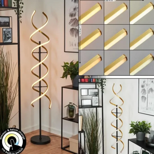hofstein Lampadaire Khovet LED Noir, 1 lumière* Lampes Modernes