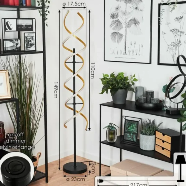 hofstein Lampadaire Khovet LED Noir, 1 lumière* Lampes Modernes