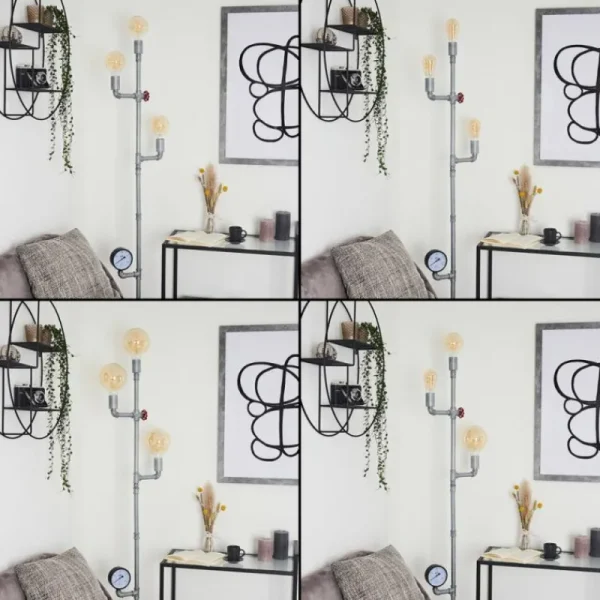 hofstein Lampadaire Kolyma Gris, Rouge, 3 lumières* Lampes Modernes