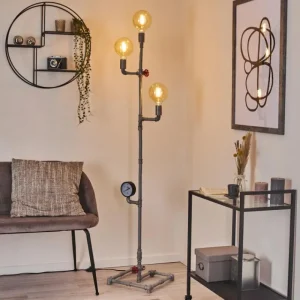hofstein Lampadaire Kolyma Gris, Rouge, 3 lumières* Lampes Modernes