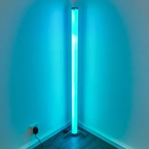 hofstein Lampadaire LED RGB Globo ROCKY Argenté, 1 lumière, Télécommandes, Changeur de couleurs* Lampes Modernes