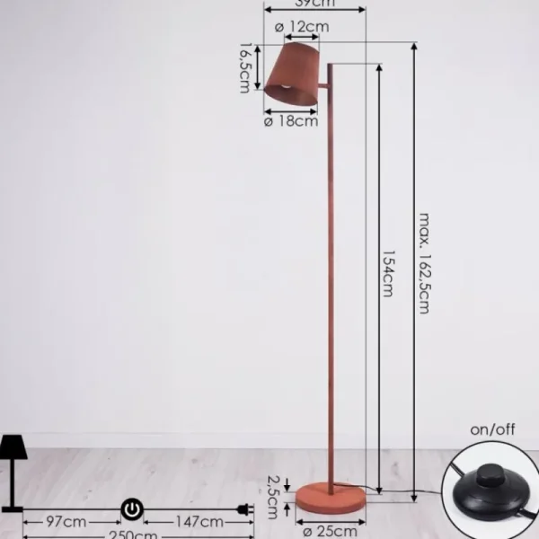hofstein Lampadaire Lungre Rouille, 1 lumière* Lampes Modernes