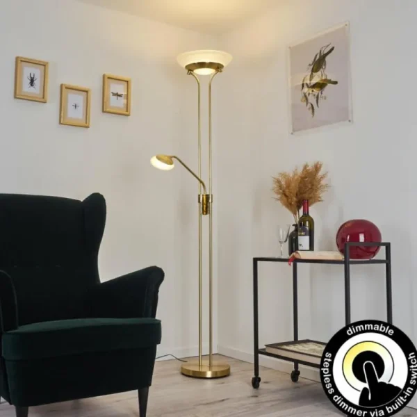 hofstein Lampadaire Mairoa LED Laiton, 2 lumières* Lampes Modernes