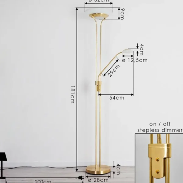 hofstein Lampadaire Mairoa LED Laiton, 2 lumières* Lampes Modernes