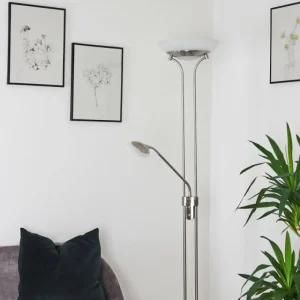 hofstein Lampadaire Mairoa LED Nickel mat, 2 lumières* Lampes Modernes
