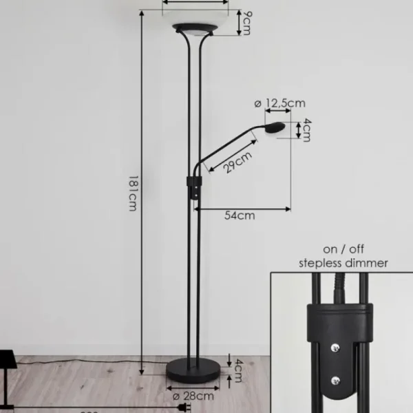 hofstein Lampadaire Mairoa LED Noir, 2 lumières* Lampes Modernes