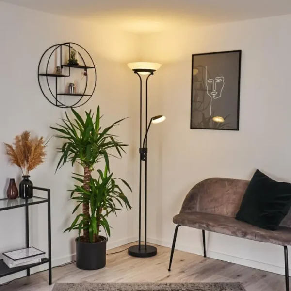 hofstein Lampadaire Mairoa LED Noir, 2 lumières* Lampes Modernes