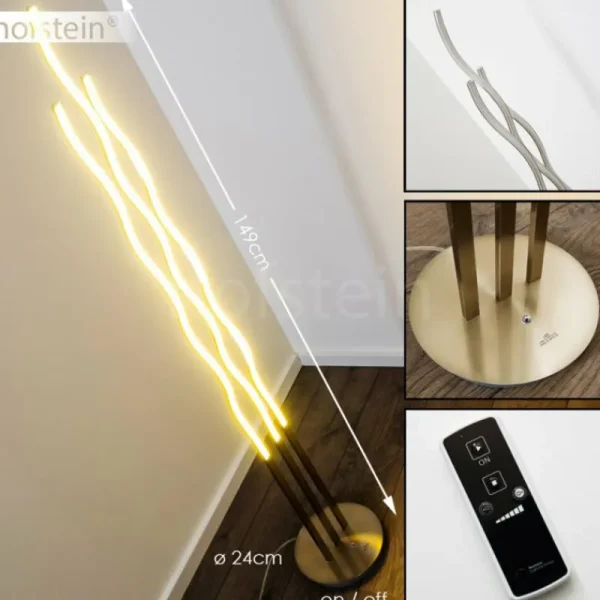 hofstein Lampadaire Mapleton LED Nickel mat, 3 lumières, Télécommandes* Lampes Modernes