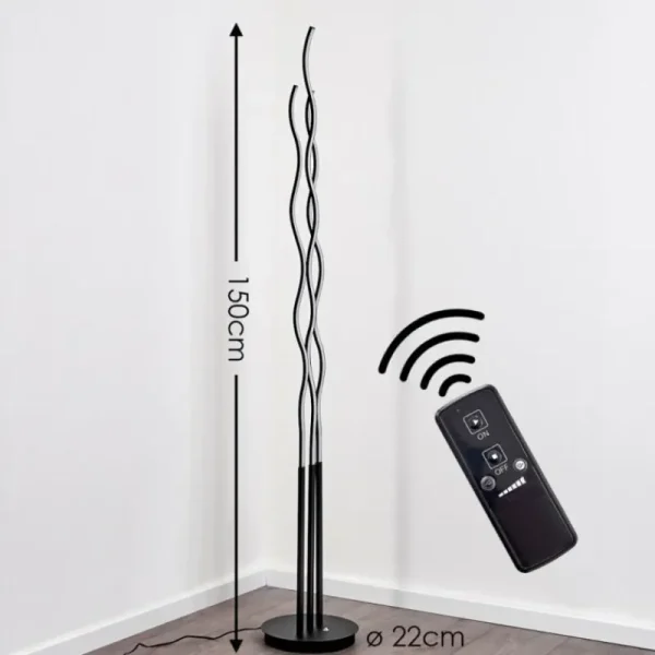 hofstein Lampadaire Mapleton LED Noir, 3 lumières, Télécommandes* Lampes Modernes