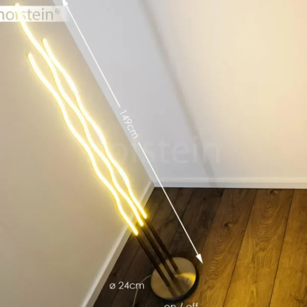 hofstein Lampadaire Mapleton LED Nickel mat, 3 lumières, Télécommandes* Lampes Modernes