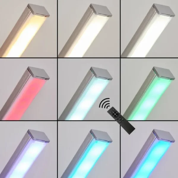 hofstein Lampadaire Minacar LED Nickel mat, 1 lumière, Télécommandes, Changeur de couleurs* Lampes Modernes