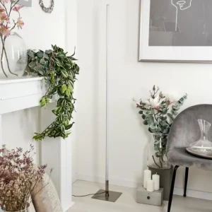 hofstein Lampadaire Minacar LED Nickel mat, 1 lumière, Télécommandes, Changeur de couleurs* Lampes Modernes