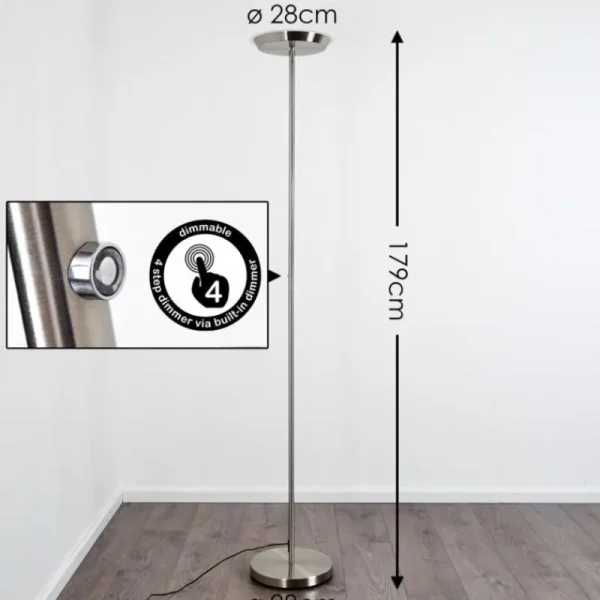 hofstein Lampadaire Mjölby LED Nickel mat, 1 lumière* Lampes Modernes