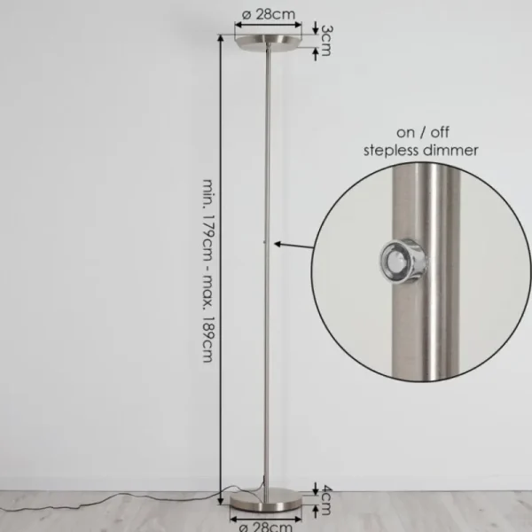 hofstein Lampadaire Mjölby LED Nickel mat, 1 lumière* Lampes Modernes