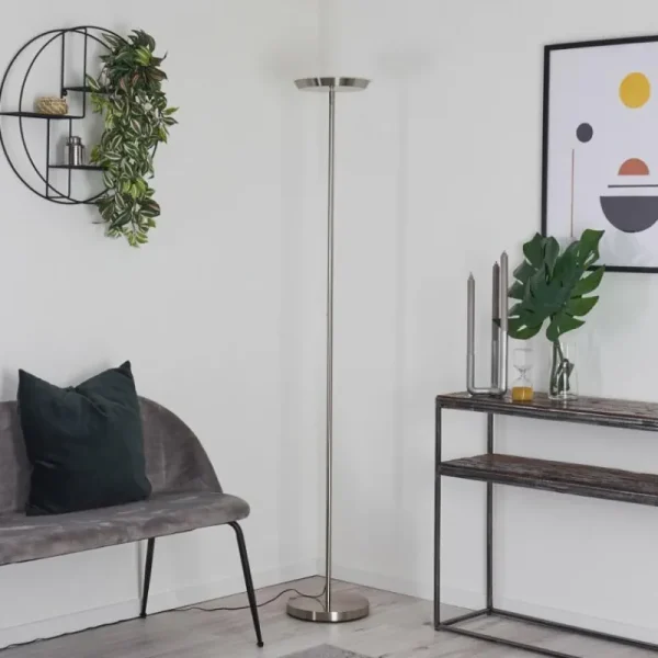 hofstein Lampadaire Mjölby LED Nickel mat, 1 lumière* Lampes Modernes