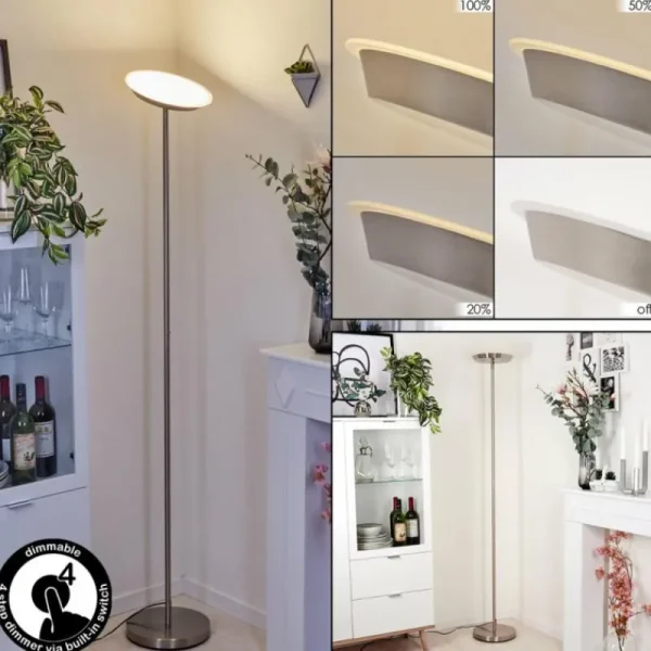 hofstein Lampadaire Mjoelby LED Nickel mat, 1 lumière* Lampes Modernes