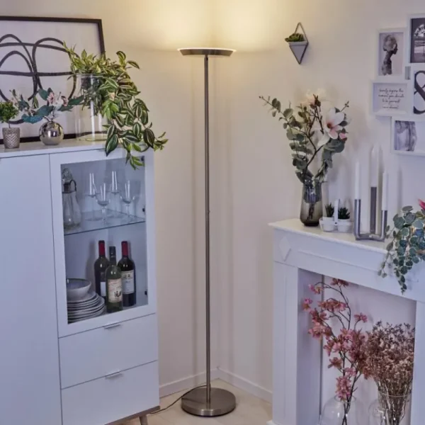 hofstein Lampadaire Mjoelby LED Nickel mat, 1 lumière* Lampes Modernes