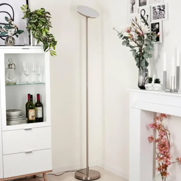 hofstein Lampadaire Mjoelby LED Nickel mat, 1 lumière* Lampes Modernes