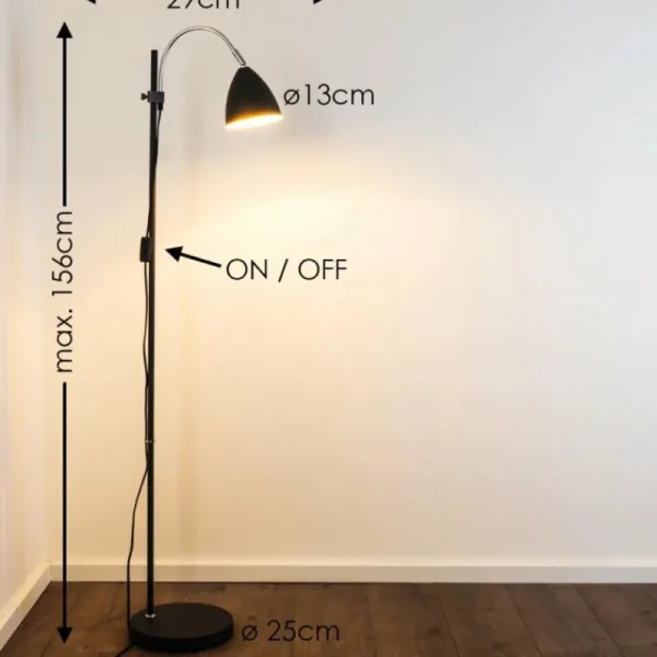 hofstein Lampadaire MURURETA Noir, 1 lumière* Lampes Modernes